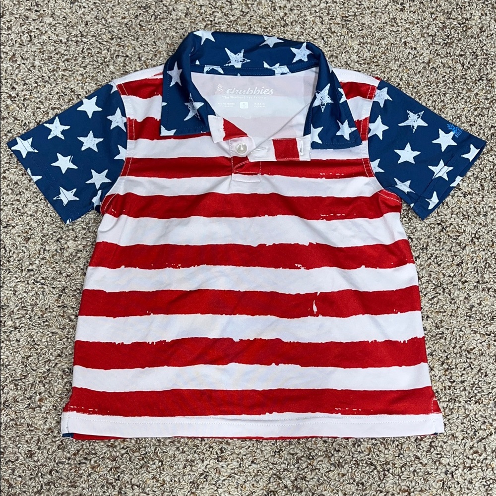 Chubbies Kids Polo with Red Stripes and Blue Stars